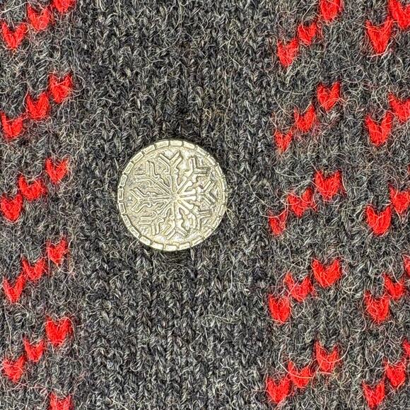 VTG L.L. Bean Wool Birdseye Grey Red Snowflake Made in Norway Mens Tall Sz L - Picture 5 of 6
